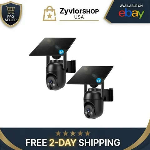 4G LTE Security Camera 2 Pack Solar 2K Color Night Vision No WiFi