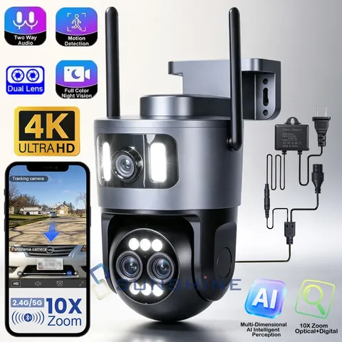 Dual Head Wireless Camera WiFi 10X Zoom Home Security Night Vision 2-Way Audio
