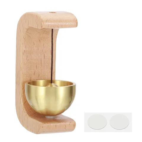PATIKIL Shopkeepers Bell, Wood Door Chime Hanging Magnetic Bell Beige