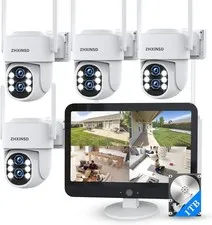 4K Wireless Security Camera System-Dual Lens 10X Zoom,2.4G/5G PTZ Outdoor Camera