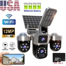Solar Battery Powered Wireless WiFi Home Security Camera System Outdoor Pan/Tilt