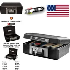 Fireproof Key Lock Safe Box 0.25 Cubic Feet Steel Construction for Protection