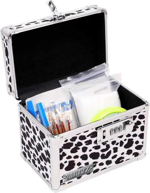 Locking Medicine Box W/ Combination Lock Secure Metal Lock Box Safe Medication