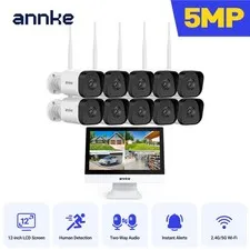 ANNKE Wireless 12” Monitor 5MP Security Camera System Two Way Audio AI Detection
