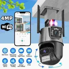 Dual Lens WiFi IP Camera Wireless Outdoor CCTV PTZ Home Security Cam 1080P US