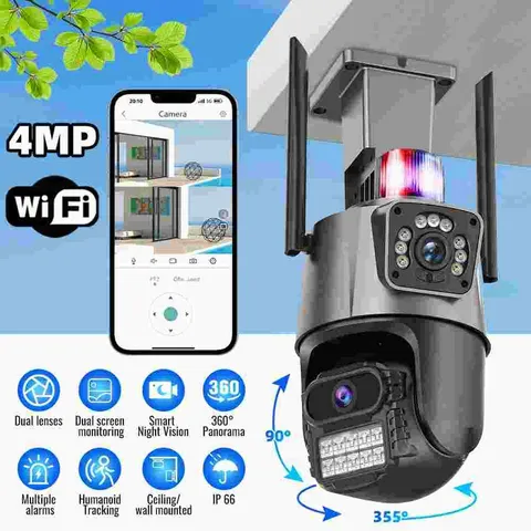 Dual Lens WiFi IP Camera Wireless Outdoor CCTV PTZ Home Security Cam 1080P US
