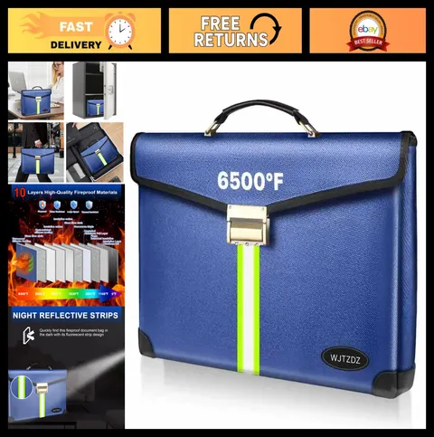 Fireproof Money Bag 6500°F, Large Capacity, Waterproof Zipper, 10 Layers Insulat
