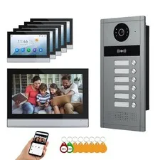 7-Inch Wired Video Intercom System for Apartments – 6 Units, 1080P Touchscreen