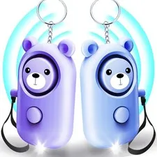 Personal Alarm Safe Sound for Women Kids Elders, 2 Pack Cute Blue+Purple 