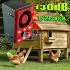 2Pack Solar Animal Repellent Alarm Barking & Gunshot 130db Motion Det Outdoor