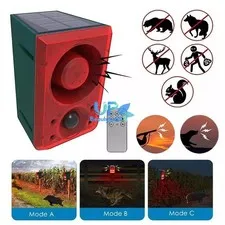 Solar Outdoor Motion Sensor Alarm - Dog Barking & Gunshot Sound 130db 3 Modes