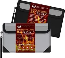 Small Money Bag 2 Pack 8.3“ × 5.1”，Zippered Fireproof Waterproof Document Bag...