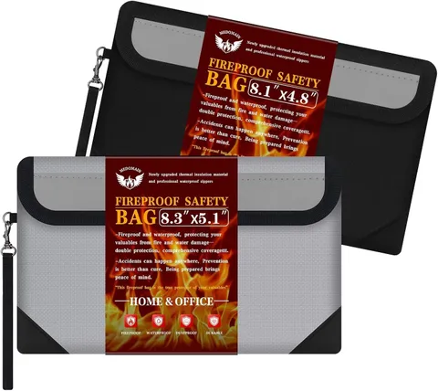 Small Money Bag 2 Pack 8.3“ × 5.1”，Zippered Fireproof Waterproof Document Bag...