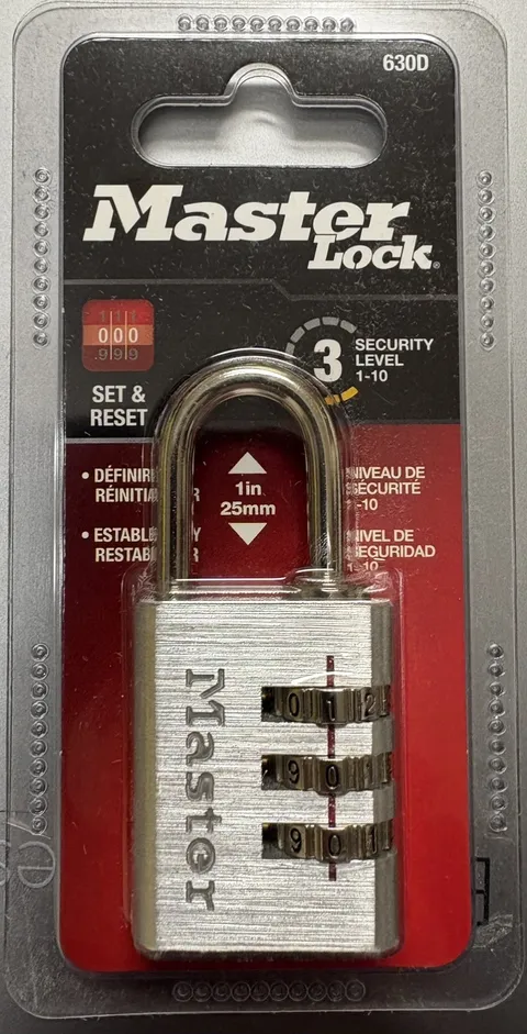 Master Lock with 3 Number Combination Padlock Set and Reset Master Lock 6300