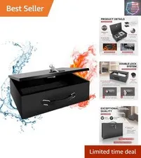 Fireproof Lock Box with Key and Combination Lock, Fire Safe Document Box, Por...