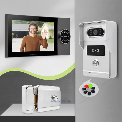 HOMSECUR 7" 4 Wire HD Video Door Phone Intercom Doorbell Card Access Door Unlock