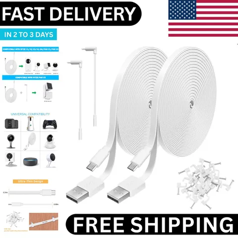 2 Pack 20FT Power Extension Cable Compatible with WyzeCam Wyze Cam Pan Type A