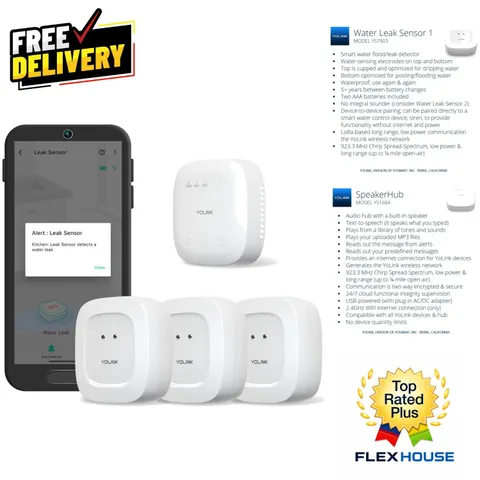 Elegant SpeakerHub & Water Leak Sensors – Secure Home Monitoring Solution