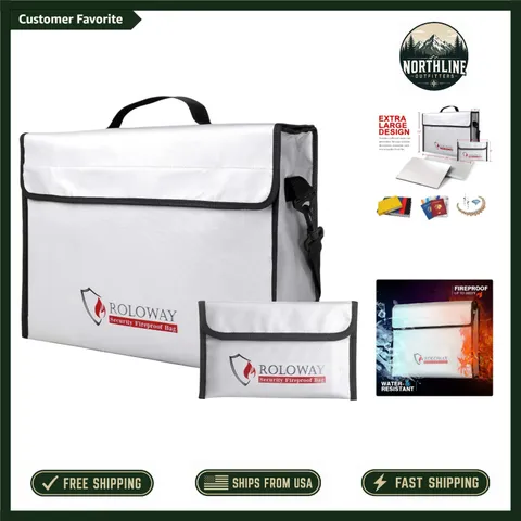 Stylish Fireproof Money & Document Bag with Silicone Coating - 15 x 12 x 5 Inch
