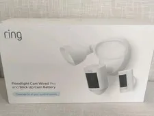 Ring Security Floodlight Cam Wired Pro with Stick Up Cam Battery 3rd generation