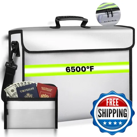 Zymmyz Fire Proof Bag For Documents Removable Folder Layers/Money Bag