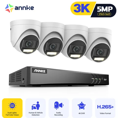 ANNKE 8CH 4K DVR 5MP Security Camera System Color Night Human Detection H.265+
