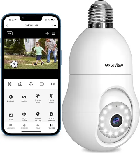 4MP Bulb Security Camera 2.4Ghz,360° 2K Security Cameras Wireless Outdoor Indoor