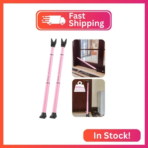 Rerishom 2 Pack Door Security Bar, Heavy Duty Door Stopper Jammer, Pink