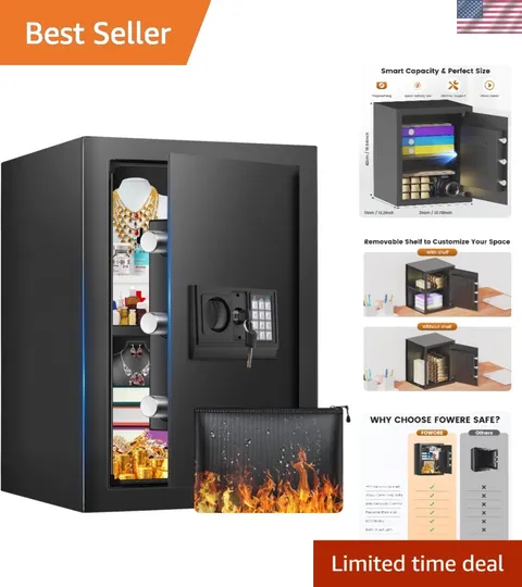 Home Safe with Digital Lock - 2.5 Cu ft Fireproof Safe for Valuables & Documents