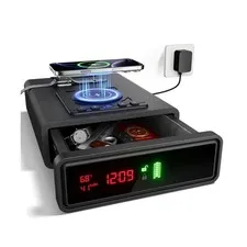 Biometric Smart Gun Safe with Wireless Charging for Phone&Watch, 3 Quick Acce...