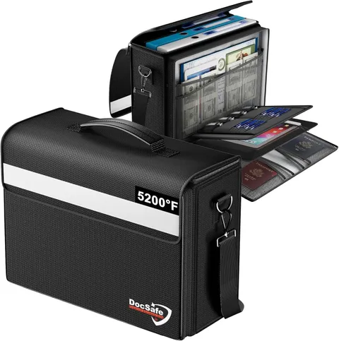 Fireproof Document Bag with Multiple Pockets,5200°F Large (17”X12.5”X7.2”) File