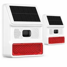 Solar Motion Sensor Alarm, 120dB Outdoor Waterproof Strobe Siren, Wireless Se...