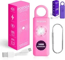 140dB USB-C Rechargeable Safety Alarm Keychain Pink
