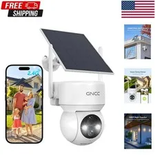 Solar Battery Powered WiFi Outdoor Pan/Tilt Home Security Camera System US
