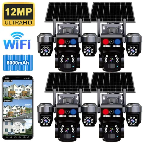 12MP Solar Battery Powered Wireless WiFi Outdoor Pan/Tilt Home Security Camera