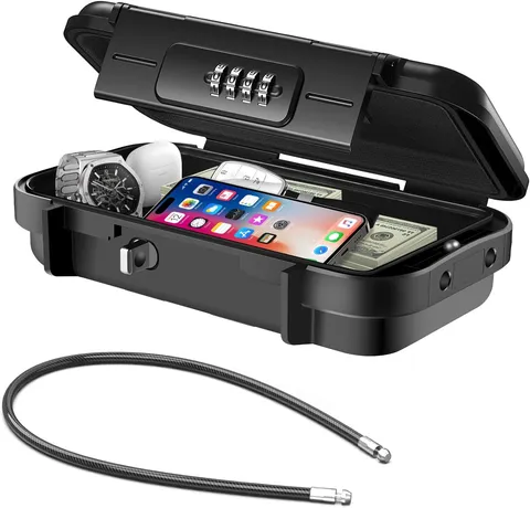 Portable Safe Box with Code, [Waterproof Anti-Theft ]Travel Safe, Combination Se