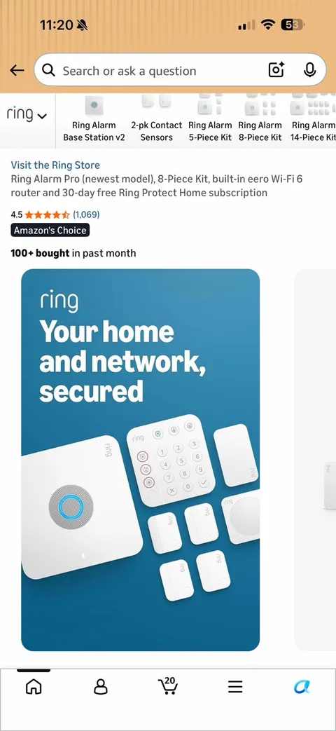 Ring Alarm Pro 8-Piece Security Kit w/ Base, Keypad, Sensors, Extender White
