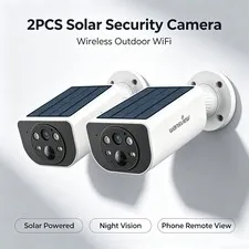 2PCS Wansview 2K Solar Camera Outdoor Wireless WiFi Cameras for Home Security