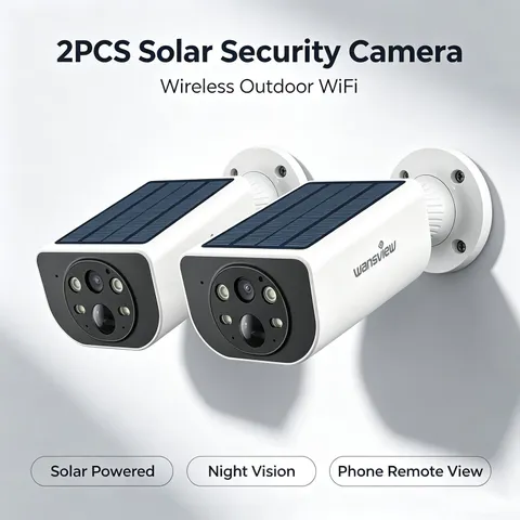 2PCS Wansview 2K Solar Camera Outdoor Wireless WiFi Cameras for Home Security