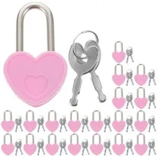 20Sets Small Heart Shaped Travel Locks with Keys for Backpack Luggage and Diary