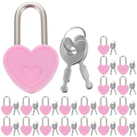 20Sets Small Heart Shaped Travel Locks with Keys for Backpack Luggage and Diary