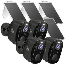 4PC 2K Security Camera Wireless Outdoor, Solar Camera for Home Security, Batt...