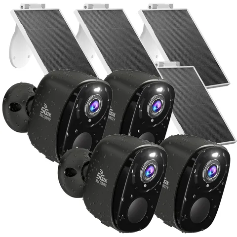 4PC 2K Security Camera Wireless Outdoor, Solar Camera for Home Security, Batt...