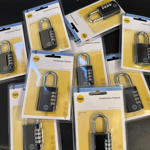 QTY 10 Yale 4-Digit Combination Padlock. 1/4in Shackle Black/Silver Steel