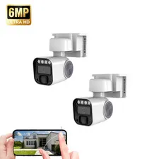 PHANSATIM 2PCS 6MP Solar Security Camera Outdoor  IP65 Waterproof