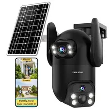 Solar Security Cameras Wireless Outdoor, Dual Lens 2K 360° View Cameras for H...