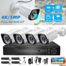 4K 5MP CCTV Security Camera System 4CH/8CH H.265 PoE Wired NVR Surveillance