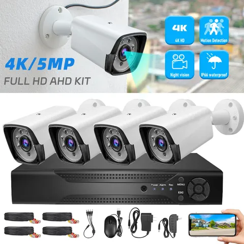 4K 5MP CCTV Security Camera System 4CH/8CH H.265 PoE Wired NVR Surveillance