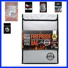 Fireproof Document Bag Legal Size: 15" x 11" [2000°F Rated] Protect Birth Cer...