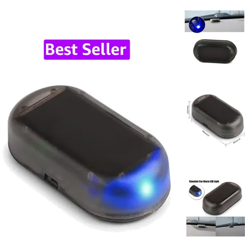 Solar Power Simulated Car Alarm LED Light Anti-Theft Warning Lights Flashing ...